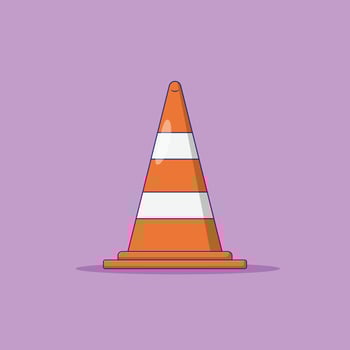 Traffic Cone Vector Icon Illustration with Outline for Design Element, Clip Art, Web, Landing page, Sticker, Banner. Flat Cartoon Style