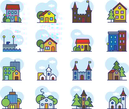 Mini City Icon Set vector