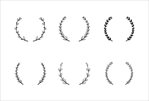 Set of Illustrations Black Transparent Laurel Wreath vector