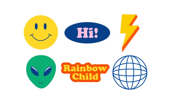 90s Retro Vector Sticker clipart patches
