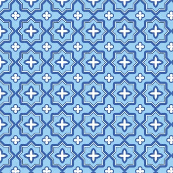 Seamless Islamic moroccan style geometric blue tile pattern vector