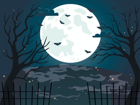 Blue Moon background for Halloween poster.  Vector illustration.