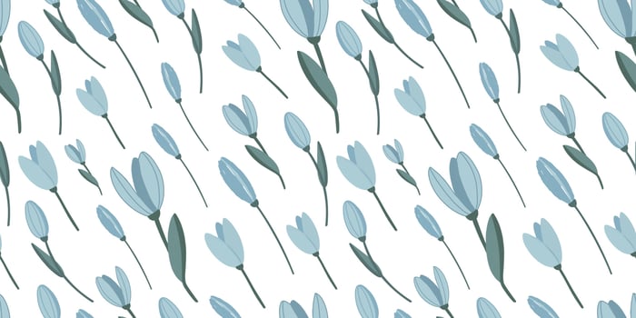 Delicate decorative seamless pattern. Blue flowers on a white background. Fabric decor. Wildflowers. Design textiles. vector