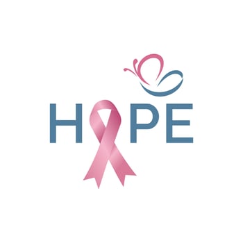 Breast cancer HOPE vector design. Fight against cancer, pink ribbon, breast cancer awareness symbol. Breast cancer awareness program vector template design.