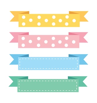 pastel ribbon banner set. vector illustration