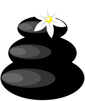 Black spa stones with white flower png