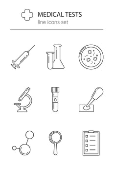 Set of line icons medical research vector