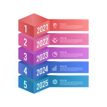 Vertical box infographic showing company timeline vector