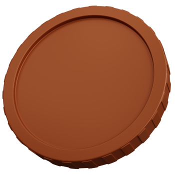 3d rendering bronze coin isolated png