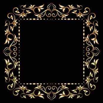 Decorative frame Elegant vector element for design in Eastern style, place for text. Beautiful floral golden border. Lace illustration for invitations, greeting cards and T Shirt design.