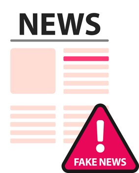 newspaper illustration with fake news warning sign png