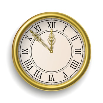 isolated gold clock for christmas and new year backgrounds vector