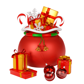 Christmas gift box isolated 3d render png