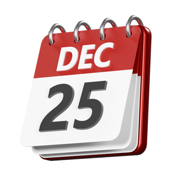 Calendar Christmas day isolated 3d render png