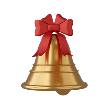 Christmas bell isolated 3d render png
