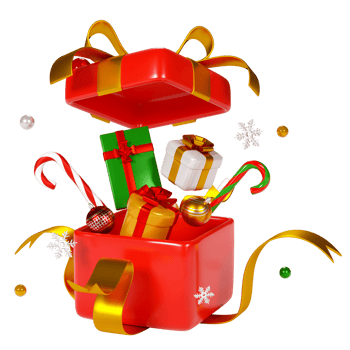 Christmas gift box isolated 3d render png