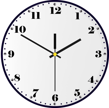 Round black framed wall clock on transparent background png