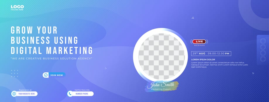 Digital marketing business online webinar for social media cover template vector