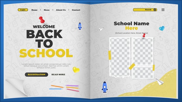 Back to school landing page template vector