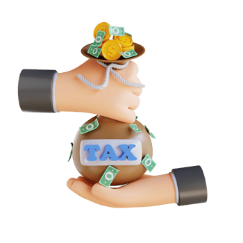 3D illustration hand giving tax bag png