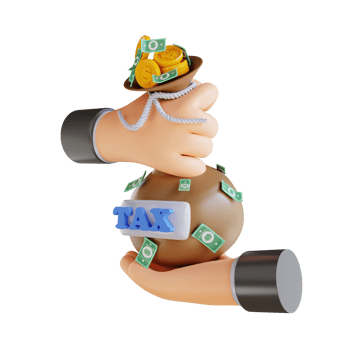 3D illustration hand giving tax bag png
