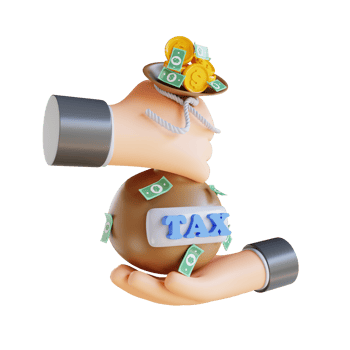 3D illustration hand giving tax bag png