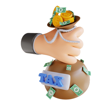 3D illustration hand holding money bag and tax png