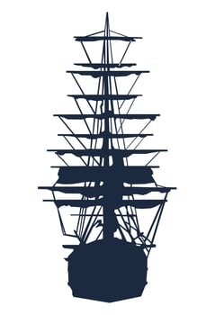 Silhouette of an old sailing ship vector