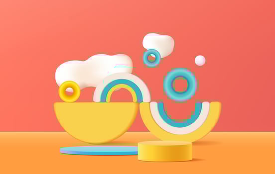 Round podium for product presentation in 3d creative composition. vector