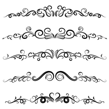 Calligraphic swirl border elements vector set
