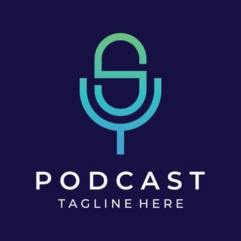 Podcast logo template vector design with modern trendy microphone audio. Podcasts for studio, interview, multimedia and web.