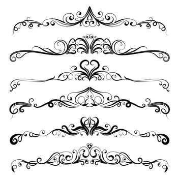 vector illustration set of border calligraphic and dividers decorative