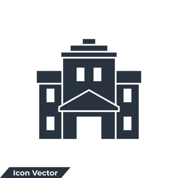 school building icon logo vector illustration. High school symbol template for graphic and web design collection