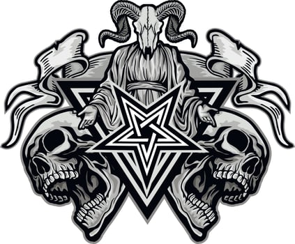 Gothic sign with skull and skeleton,, grunge vintage design t shirts vector