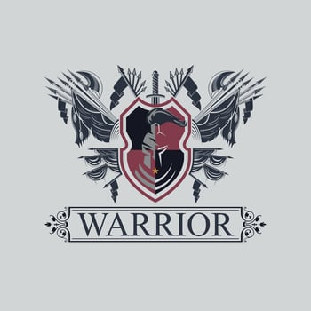 gladiator spartan warrior shield weapon armor logo design template for brand or company vector