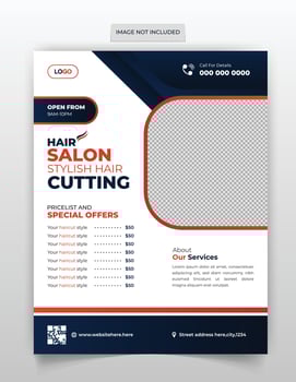 Modern Hair salon or barber shop flyer brochure design template. Leaflet for parlor, massage etc vector