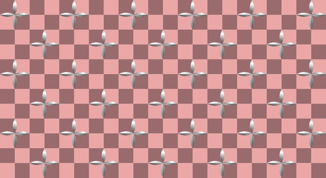 Chess pattern with silver leaves vector