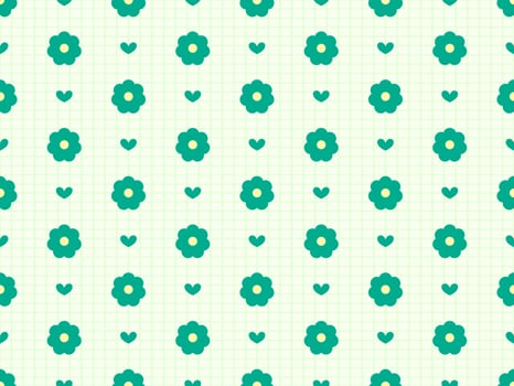Flower cartoon character seamless pattern on green background vector