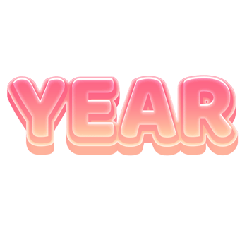 Year Cute 3D Text Pastel Color png