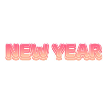 New Year Cute 3D Text Pastel Color png