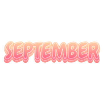 September Cute 3D Text Pastel Color png