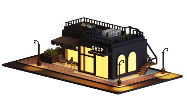 3d smart shop building png