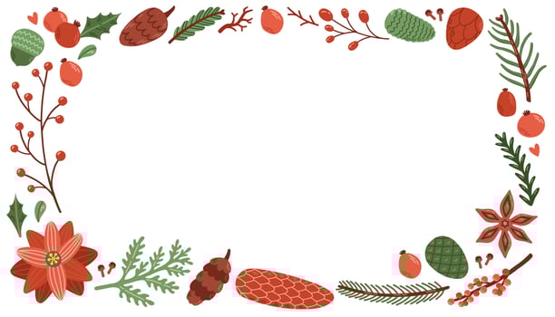 Winter vector background set wreath flat design illustration