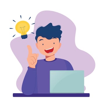 young man shows gesture of great new idea vector