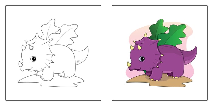 Hand draw cute baby dinosaurus  coloring sheet vector