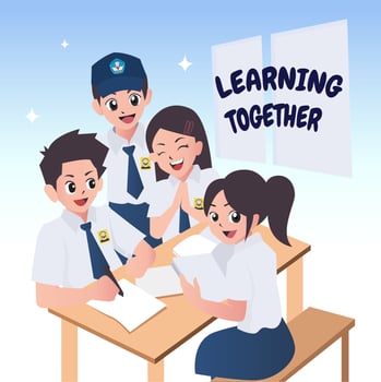 Students Learning at Classroom vector