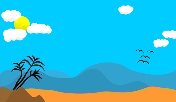 FLAT ILLUSTRATION OF SEA, WAVES, CLOUDS AND SUN VIEWS. SUITABLE FOR POSTER, BANNER, ADVERTISING, PROMOTION AND BACKGROUND vector