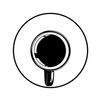 Coffee Cup Silhouette. Top View.  Coffee Cup Illustration for Logo or Graphic Design Element. Vector Illustration