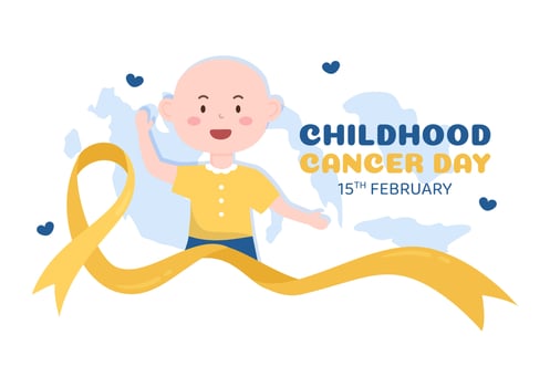 International Childhood Cancer Day Hand Drawn Cartoon Illustration on February 15 for Raising Funds, Promoting the Prevention and Express Support vector
