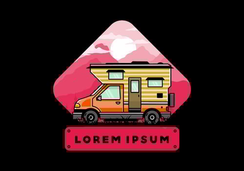 Van box camper illustration badge design vector